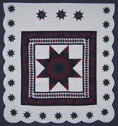 Custom Amish Quilts - Geese Flying Over Lone Star Patchwork Border