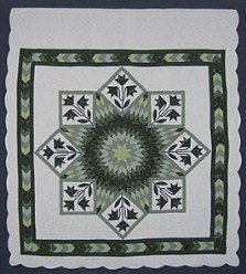 Custom Amish Quilts - Love Earth Lily Lone Star Border
