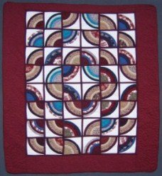 Custom Amish Quilts - Framed Fan Window Patchwork Red
