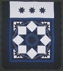 Custom Amish Quilts - Midnight Blue Broken Lone Star