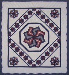 Custom Amish Quilts - Framed Spin Star Burgundy