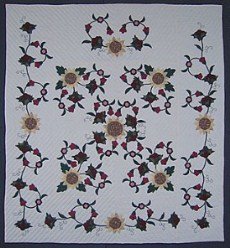 Custom Amish Quilts - Sunflower Vine Applique Flower
