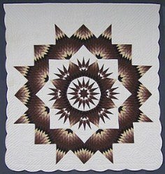 Custom Amish Quilts - Brown Mariners Compass Star Patchwork