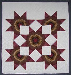 Custom Amish Quilts - Rose Burgundy Brown Gold Star in Stars
