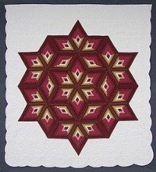 Custom Amish Quilts - Completed Fan Star Burgundy Tan
