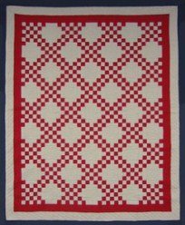 Custom Amish Quilts - Red Tan Irish Chain Patchwork