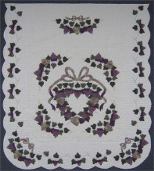 Custom Amish Quilts - Clusters Grapes Wreath Applique Plum