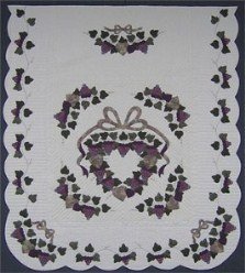 Custom Amish Quilts - Clusters Grapes Wreath Applique Plum