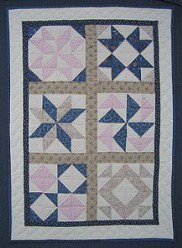 Custom Amish Quilts - Blue Rose Sampler Small Quilt Wall Hanging
