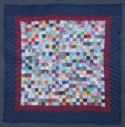 Custom Amish Quilts - Postage Stamp Navy Small Quilt Wall Hanging