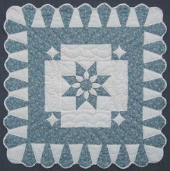 Custom Amish Quilts - Blue Dahlia Star Small Quilt Wall Hanging