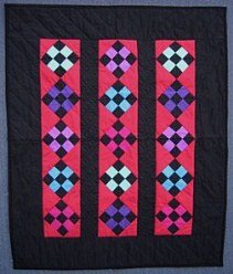 Custom Amish Quilts - Dutch Red Nine Patch Small Quilt Wall Hanging