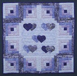 Custom Amish Quilts - Purple Love the Log Cabin Small Quilt Wall Hanging 