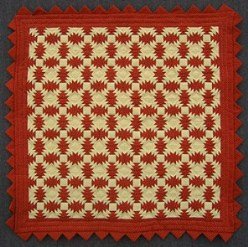 Custom Amish Quilts - Brick Red Tan Pineapple Small Quilt Wall Hanging Certified
