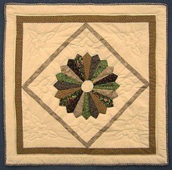 Custom Amish Quilts - Brown Tan Dresden Plate Small Quilt Wall Hanging 
