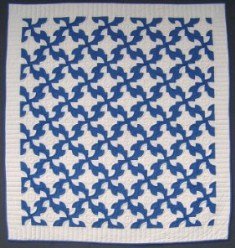 Custom Amish Quilts - Ocean Waves Patchwork Blue White