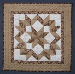 Custom Amish Quilts - Tan Brown Snowflake Star Small Quilt Wall Hanging Certified Anna