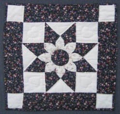 Custom Amish Quilts - Dahlia Star Blue Small Quilt Wall Hanging