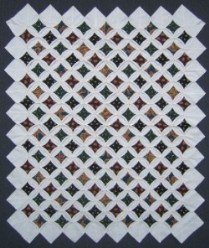 Custom Amish Quilts - Cathedral Window Gold Navy Small Quilt Wall Hanging  10A Postage Stamp Quilt Top
