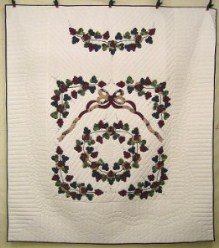 Custom Amish Quilts - Grape Cluster Applique Burgundy Green