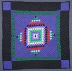 Custom Amish Quilts - Amish Dutch Central Diamond Royal Blue Small Quilt Wall Hanging