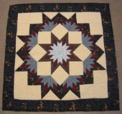 Custom Amish Quilts - Broken Blue Black Lone Star Small Quilt Wall Hanging