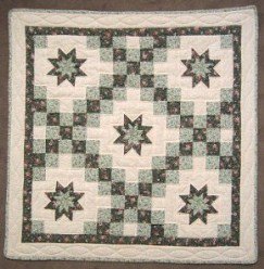 Custom Amish Quilts - Irish Chain Star Green Small Quilt Wall Hanging