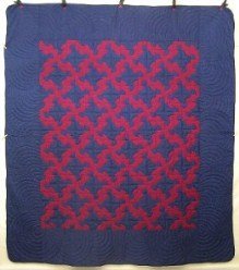 Custom Amish Quilts - Drunkards Path Patchwork Burgundy Navy