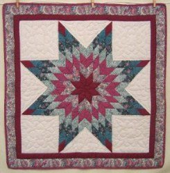 Custom Amish Quilts - Lone Star Red Green Small Quilt Wall Hanging