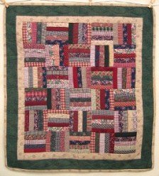 Custom Amish Quilts - Scraps Rail Fence Certified Small Quilt Wall Hanging