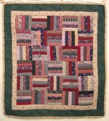 Custom Amish Quilts - Scraps Rail Fence Certified Small Quilt Wall Hanging