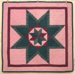 Custom Amish Quilts - Sawtooth Star Certified Small Quilt Wall Hanging