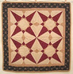 Custom Amish Quilts - Twirling Compass Star Certified Small Quilt Wall Hanging