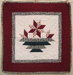 Custom Amish Quilts - Poinsettia Christmas Patchwork Certified Small Quilt Wall Hanging