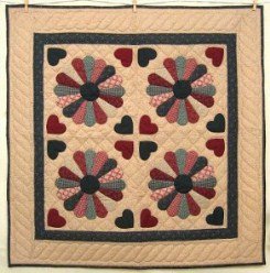 Custom Amish Quilts - Dresden Plate Applique Certified Small Quilt Wall Hanging