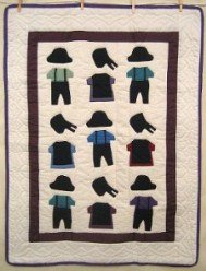 Custom Amish Quilts - Amish Clothes Applique Certified Small Quilt Wall Hanging