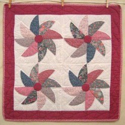 Custom Amish Quilts - Pinwheel Patchwork Certified Small Quilt Wall Hanging