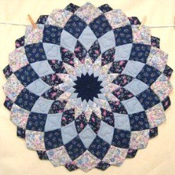 Custom Amish Quilts - Dahlia Blue Small Quilt Wall Hanging