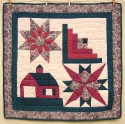 Custom Amish Quilts - Sampler Green Red Small Quilt Wall Hanging