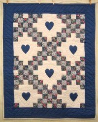 Custom Amish Quilts - Blue Irish Chain Small Quilt Wall Hanging