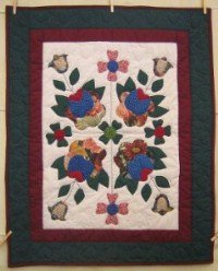 Custom Amish Quilts - Country Rose Applique Small Quilt Wall Hanging