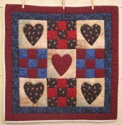 Custom Amish Quilts - Love Nine Patch Certified Small Quilt Wall Hanging