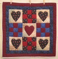 Custom Amish Quilts - Love Nine Patch Certified Small Quilt Wall Hanging