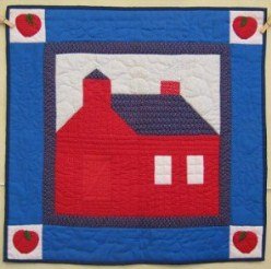Custom Amish Quilts - Red School House Small Quilt Wall Hanging
