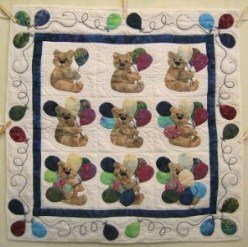 Custom Amish Quilts - Counting Teddy Bears Applique Small Quilt Wall Hanging