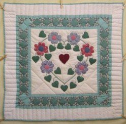 Custom Amish Quilts - Irish Heart Flower Applique Small Quilt Wall Hanging
