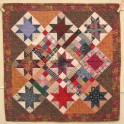 Custom Amish Quilts - Log Cabin Stars Patchwork Small Quilt Wall Hanging