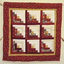 Custom Amish Quilts - Red Gold Log Cabin