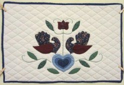 Custom Amish Quilts - Country Bride Birds Heart Applique Small Quilt Wall Hanging