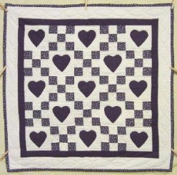 Custom Amish Quilts - Nine Patch Heart Small Quilt Wall Hanging